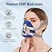Reusable CPAP Mask Liners Compatible with ResMed AirFit F20 & Full Face Masks - Soft Polar Fleece Covers with Heart-Shaped Cutout - Reduces Air Leaks Red Marks - Washable & Elastic Fit (6 Pack Blue L)