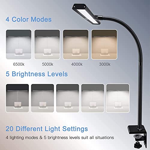 Phive Led Desk Lamp, Architect Clamp Task Table Lamp, 20W Super Bright Extra Wide Area Drafting Work Light, 4 Color Modes, 5 Brightness Levels - Great For Workbench, Office, Studio, Reading, Monitor #TOP3