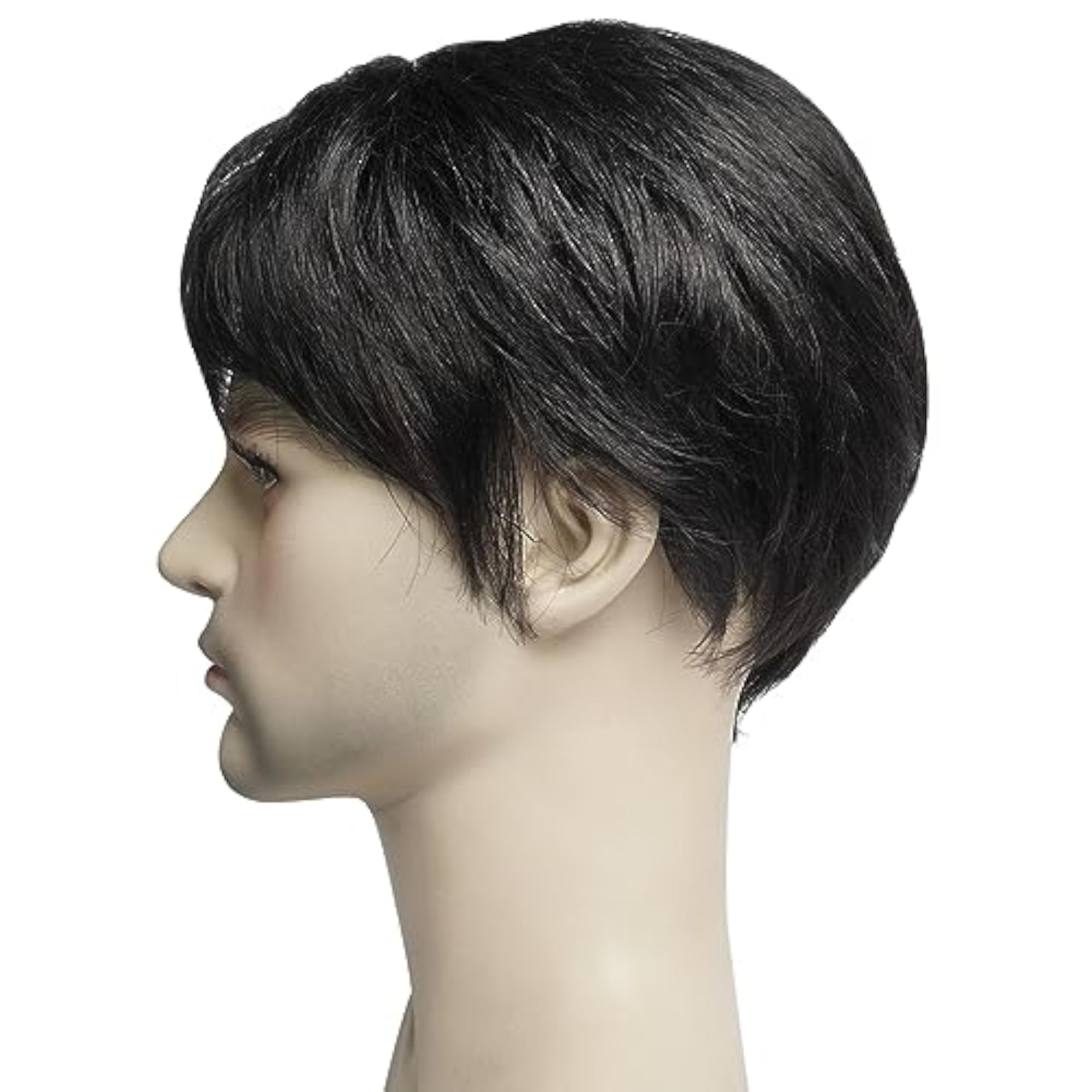 Men's Short Straight Black Wig, Layered Style