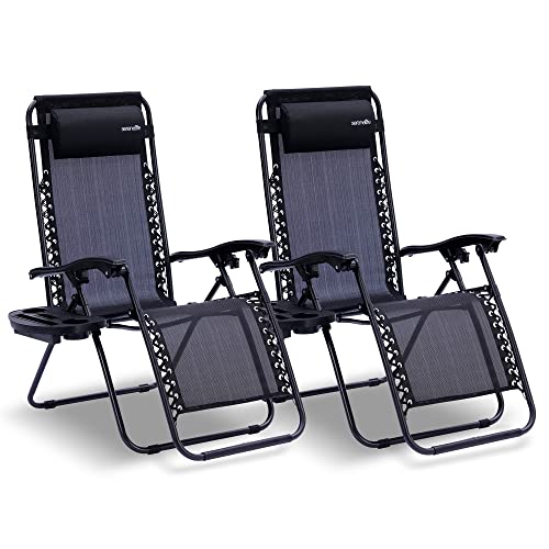 SereneLife Zero Gravity Lounge Chair, Black Beachfront Decor