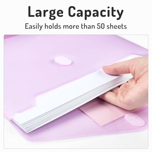 Forvencer Binder Pocket, 10 Pack Super Heavyweight Plastic Folders with Tight Closure, Binder Folders Side Loading, 3 Ring Binder Pocket, Binder Dividers with Pockets, Letter Size, Pastels Series