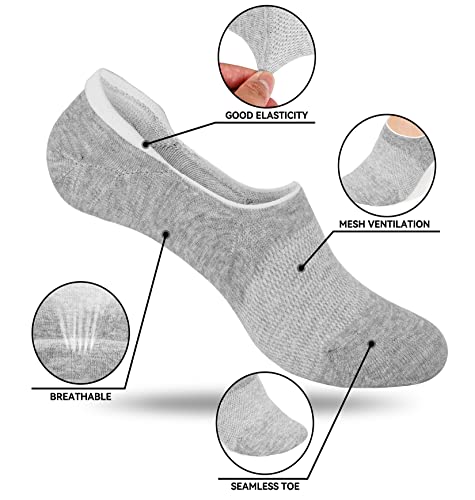 Hiltzo No Show Socks 8 Non-Slip Silicone Low Cut Socks Breathable Cotton Boat Liner Casual Socks For Women 3Grey S #TOP5