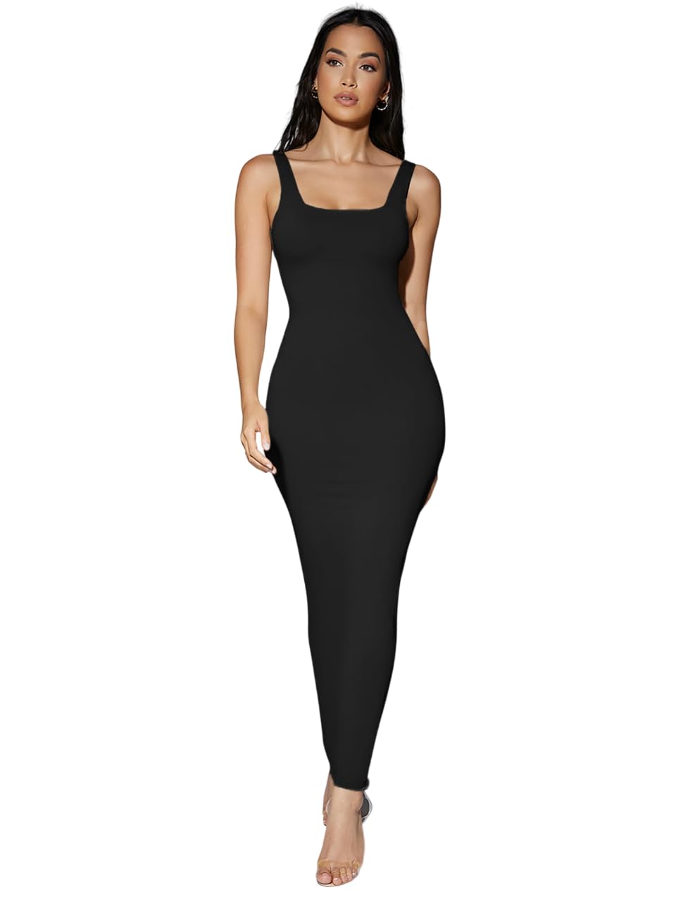 kateclo Women’s Sleeveless Bodycon Maxi Dress – Square Neck Stretchy Slim Fit Long Dress for Evening, Party, Cocktail & Formal Wear-picture-22