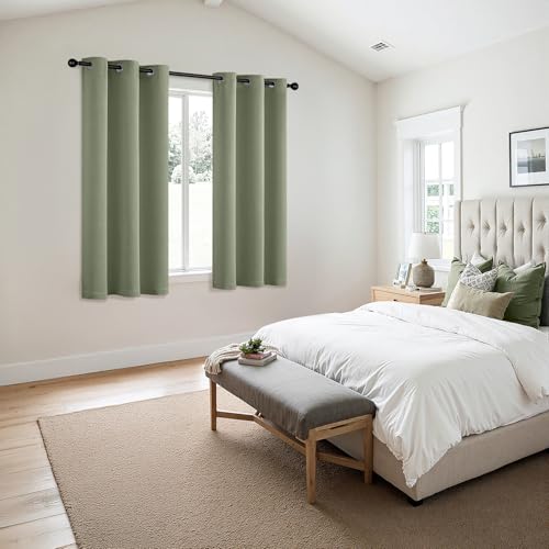 Image of MIULEE Blackout Curtains for Bedroom Living Room 2 Panels, Thermal Insulated Room Darkening Drapes Grommet Noise Reducing Light Blocking Window Treatments 63 Inches Long 40x63 Inch Sage