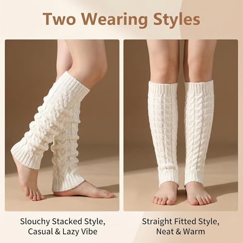 Image of erioctry 1Pair Women Knit Winter Thermal Warm Leg Warmers Crochet Knitted Long Socks Boot Cuffs Topper Knee Brace Pads Knee Warmers Clothing Accessories for Women Lady Girls Best Xmas Gift