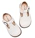 DADAWEN Girl's Classic Mary Jane School Uniform Shoes Flat Dress Shoes White US Size 6.5 M Toddler