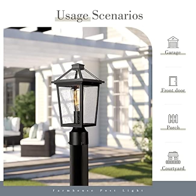 zeyu Outdoor Lamp Post Lights Modern Farmhouse Exterior Post Lantern Light ZX58P-2PK BK