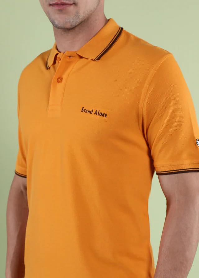 Image of Men's Polo T-Shirt | Stand Alone | 100% Organic Cotton Polo Shirt | Side Slit | Anti-Pilling Biowash Fabric | Half Sleeve | Regular Fit | Premium Casual Wear