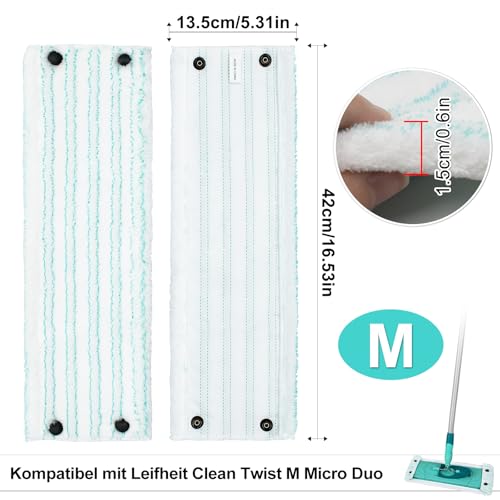 Wischmopp Bezug für Leifheit Combi/Clean Twist M Micro Duo Bodenwischer Ersatzbezug Wischbezug Ersatz Mikrofaser