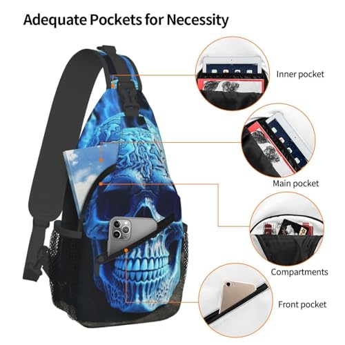 Mochila tipo sling negra con diseño de calavera miniatura 3