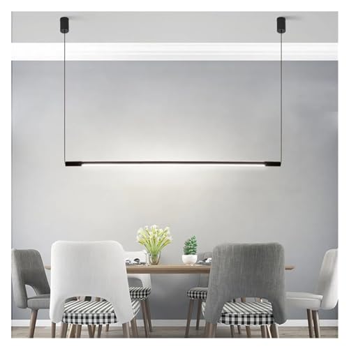 Lámpara colgante lineal LED regulable negra: iluminación de comedor