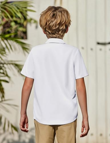 Image of Arshiner Boys Short Sleeve Dress Shirts Solid Button Down Shirts | formal Uniform School Shirt, for 4-12 Years, Hidden Buttons, with Chest Pocket, Regular Fit, Summer Tee top for Kids