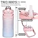 Large Motivational Water Bottle with Straw Time Marker BPA Free for Sport and Fitness (Pink Blue, 64 Oz / Half Gallon)