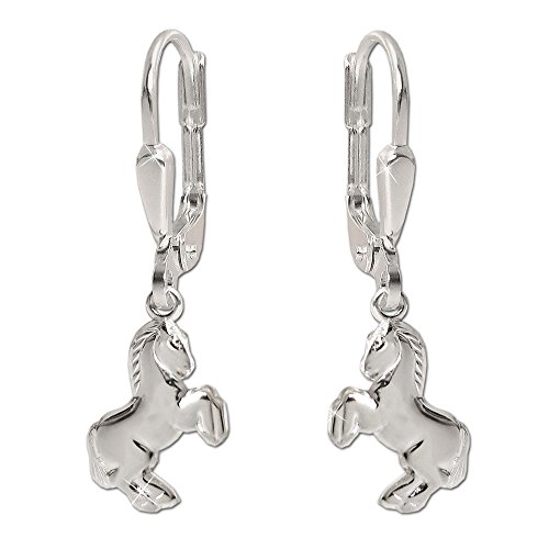 Pendientes de plata de ley caballo en salto para lucir en tu look casual diario