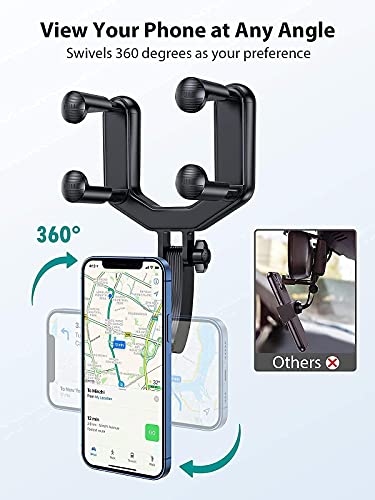 VICSEED Phone Car Holder Magnetic Vehicle Rear View Mirror Phone Mount, [6 Strong Magnets & Easy Install] Universal Cell Phone Automobile Cradles Fit with iPhone 13 12 Pro Galaxy S21 All Smartphones - Thumbnail 6