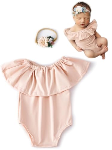 Newborn Photography Outfits Girl Baby Photo Tutu Dress Newborn Photoshoot Romper Baby Picture Bodysuit Lace Outfit (Color2)