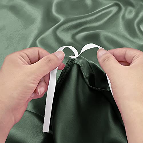 Ersmak 6 Pieces Satin Duvet Cover Full/Queen Size Luxury Silky Bedding Duvet Cover Set with 1 Soft Duvet Cover, 4 Queen Pillowcases and 1 Body Pillowcase, Emerald Green