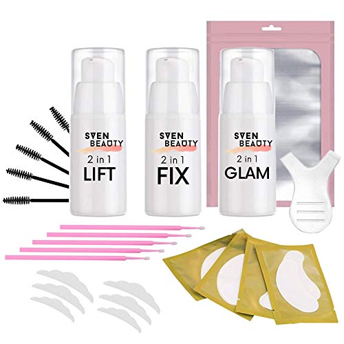 Sven Beauty 2 in 1 Vegan Brow Lamination and Lash Lift Professional - Brow Perm and Lash Perm Lift DIY - Includes extra micro brushes & mascara wands