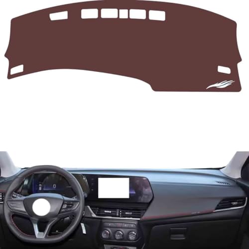 Leather Dash Board Cover mat Compatible with Chevy Trax RS （Warning Light） 2022-2023 ，Anti-Glare and dust Protector(Brown)
