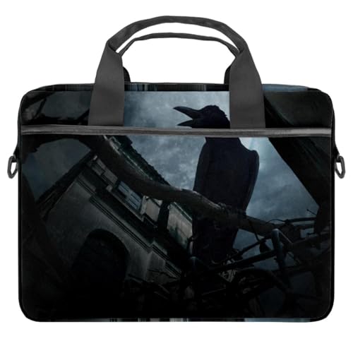 Sac à bandoulière pour ordinateur portable 13 à 14.5 pouces motif Crow on Dead Tree multicolore