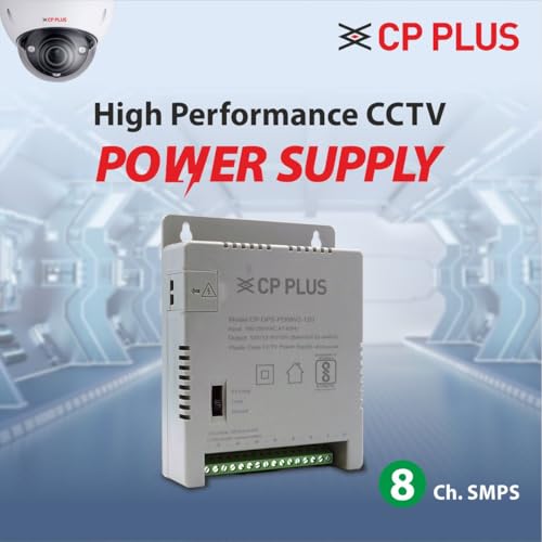 Image of CP PLUS 8-Channel CCTV Power Supply SMPS | 12V 5A High Efficiency Adapter with LED Indicators | EMI Filter|Overload & Short Circuit Protection|Use for Dome & Bullet Cameras| CP-DPS-PD08V2-12D