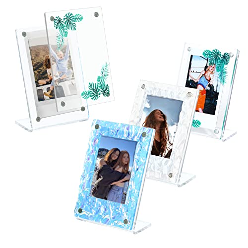 Caiyoule Instax Mini Frame 2X3 Polaroid Frames For Mini 12/11/9/8/7+/Evo 3" Films Magnetic Photo Frame Desktop Tabletop Photo Display Ornaments (4 Pack) #TOP30