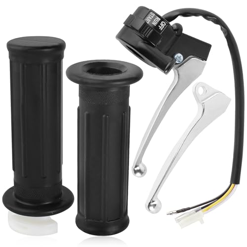 QAZAKY Throttle Housing Start Switch Handlebar Accelerator Twist Grip Handle Bar Set Compatible with Yamaha PW50 PY50 Peewee Y-Zinger Motorcycle Motorbike Dirt Bike Control Left Right Brake Lever