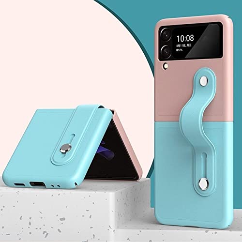 Étui pour Samsung Galaxy Z Flip 4 protection cuir PU double couleur avec sangle dragonne