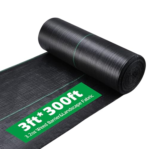 Finderomend Weed Barrier Landscape Fabric 3 X 300ft Heavy Duty Landscape Fabric Ground Cover, Polypropylene Garden Weed Block Gardening Mat, 3.2oz Easy Setup Commercial Outdoor Weed Mat (3 X 300ft) by Finderomend - Used condition - CA$70.64
