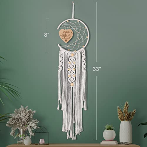 Trabuono Mothers Day Sisters Gifts From Sister, Brother - Dream Catcher With Funny Warm Heart Pendant Birthday Gift For Sister, Sister In Law - Boho Home Wall Decor Sister, Soul Sister Gift For Women #TOP6