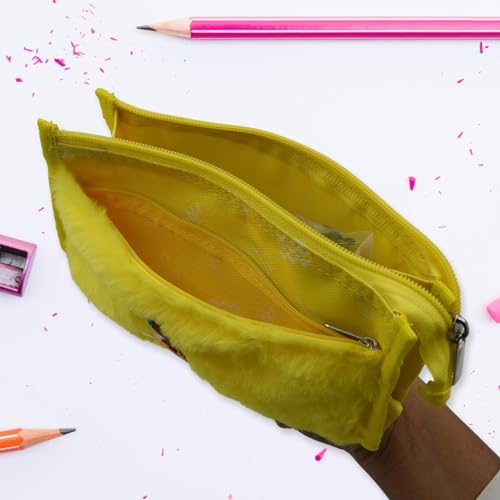 Image of LOTA 7046 Smart Design Solid Colour Double Pocket Large Capacity with Zipper, Reusable Multipurpose Washable Pouch Pen Pencil Stationary Cosmetic Case for Travel, Boys & Girls (2 Pocket)