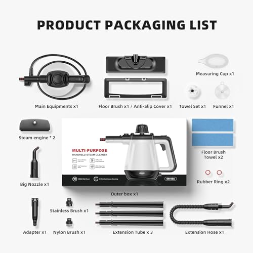 Dampfreiniger, Mehrzweck-Dampfreiniger handgehalten für alles mit 10 Zubehörteilen, Handdampfreinige Dampfreiniger Boden, Chemiefrei Für Küche Auto Fenster Sofa Dampfreiniger Polstermöbel