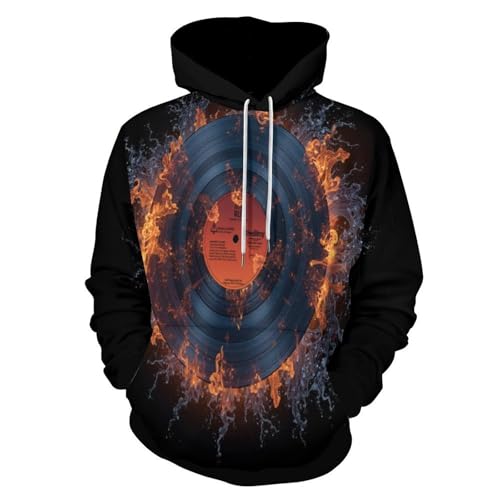 Sweat à capuche pour homme avec imprimé vinyles et flammes