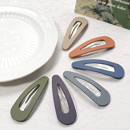 B.phne 12 Pcs Big Snap Hair Clips For Women Girls - 7Cm / 2.8 Inch No Slip Hair Clips - Metal Hair Barrettes For Women - Cute Candy Color Hair Accessories For Women - Hairpins For Thick/Thin Hair (Cutout Drop) #TOP2