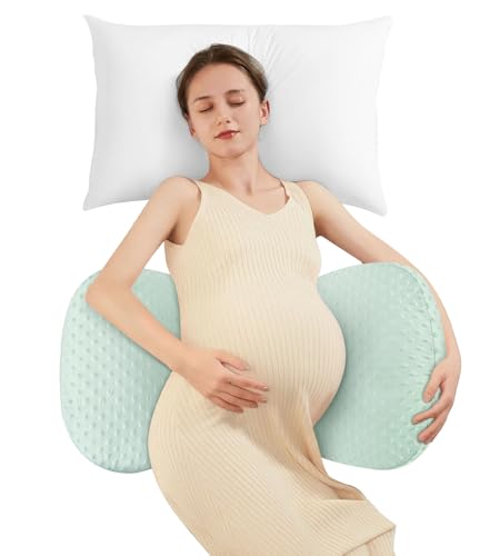 Pregnancy Pillow Cooling for Sleeping, Detachable and Adjustable Double-Sided Support Maternity Pillow Skin-Friendly for Pregnant Women Back, HIPS, Legs(30°Slope Design Verified by Expectant Mothers)