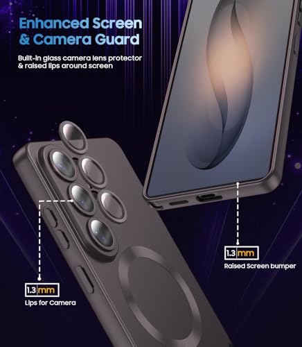 Image of DIZORO Samsung S26 Ultra Case, Compatible with Mag Safe Back Cover, Matte Luxury Metallic Luster Flexible TPU Wireless Charging Shockproof Case with Camera Protector Lens (Coffee)