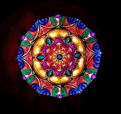 Generic Brass Flower Kaleidoscope Wheel Handmade Stand Van Double Cort Glass Stained Box