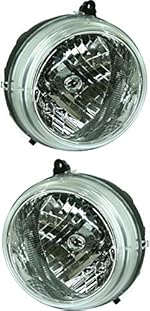 Evan-Fischer Headlight Set Compatible with 2002-2003 Jeep Liberty Left Driver and Right Passenger Side Halogen With bulb(s)