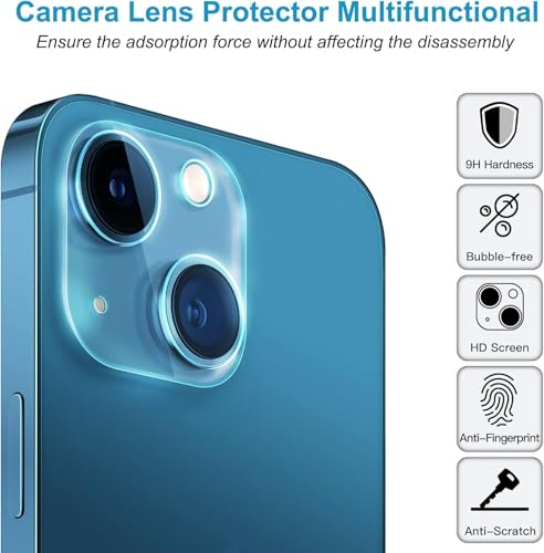 Image of Xmon Camera Lens Protector for iPhone 15 Plus (1 Pack) - 3D Premium Tempered Glass, Ultra-Clear, Anti-Scratch, Easy Installation - Black