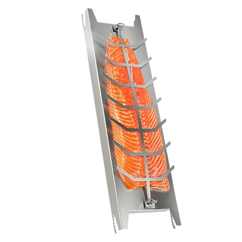 Griglia per pesce, in acciaio inox, griglia per barbecue dal design girevole, ideale per campeggio all'aperto, feste in giardino e grigliate, 59,5 x 16 x 3,6 cm