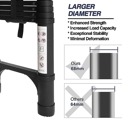 image for BOCOM 10.5 FT Aluminum Telescoping Ladder, Lightweight Multi-Purpose C