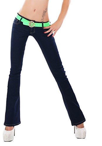 Image of Noir Triple XXX Womens Navy Blue Low Rise Bootcut Stretch Jeans Sizes UK 6-14 (M UK 10)