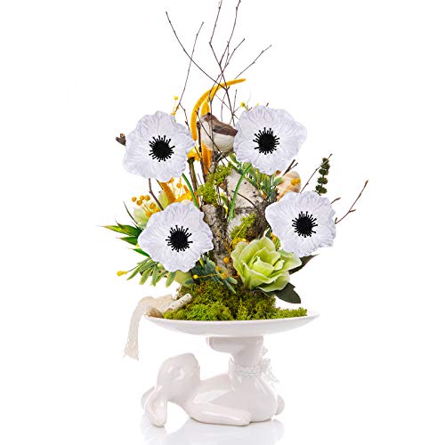 Winlyn 24 Pcs Artificial White Poppy Flower Stems Real Touch Flower Fake Flowers In White With Black Center For Wedding Bouquets Corsages Centerpiece Floral Arrangements thumb #3