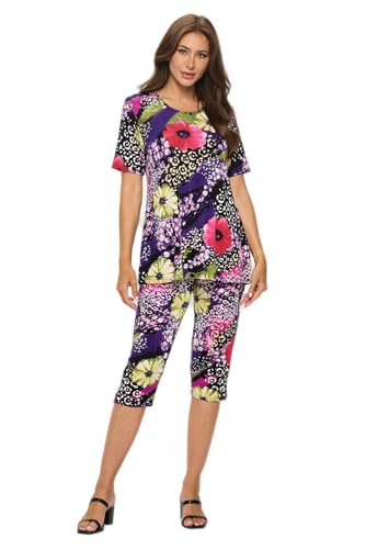 Jostar Two-Piece Short Sleeve Top & Capri Pant Set-9003BN-SRP1