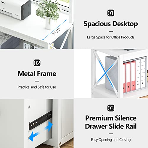 Tribesigns Lateral File Cabinet Modern Filing Cabinet With 1 Large Drawer, Printer Stand With 3 Open Storage Shelves For Home Office #TOP3