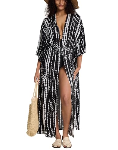 Women's Long Kimono Swimsuit Coverups Open Front Casual Loose Beach Cover Up Cardigans for Swimwear