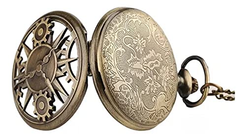 Image of AUGEN Premium Pocket Watch Metal Keychain Mecanical Design Retro Vintage for Gifting With Key Ring Anti-Rust (Pack Of 1)