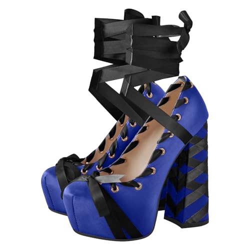 Image of Platform Heels Chunky Bow Ribbon Pumps
