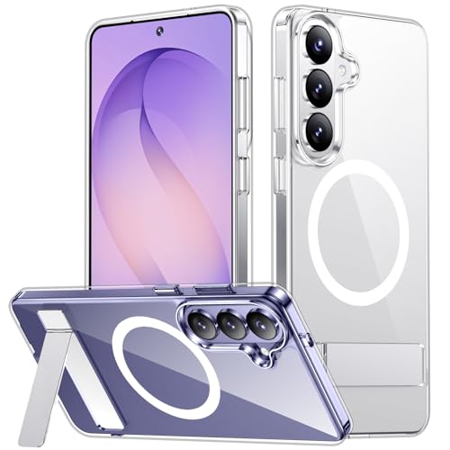SPIDERCASE Magnetic for Samsung Galaxy S26 Case [3 Stand Ways][ Military Grade Drop Protection] with Invisible Stand Shockproof Slim Case for Samsung Galaxy S26 6.3 inch Clear