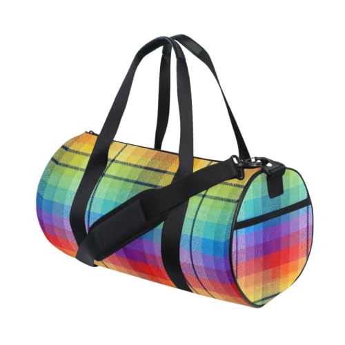 Bolsa de lona de gimnasio con cuadros arcoíris para llenar de energía tus rutinas
